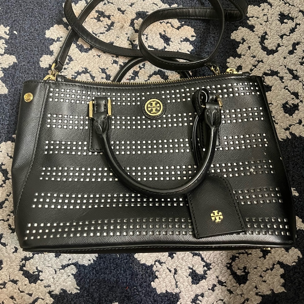 Tory Burch Robinson Perforated Double Zip Tote